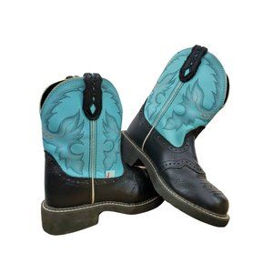 Justin Gypsy Cowgirl Womens 6.5 B Western Cowboy Boots Black Turquoise L9905